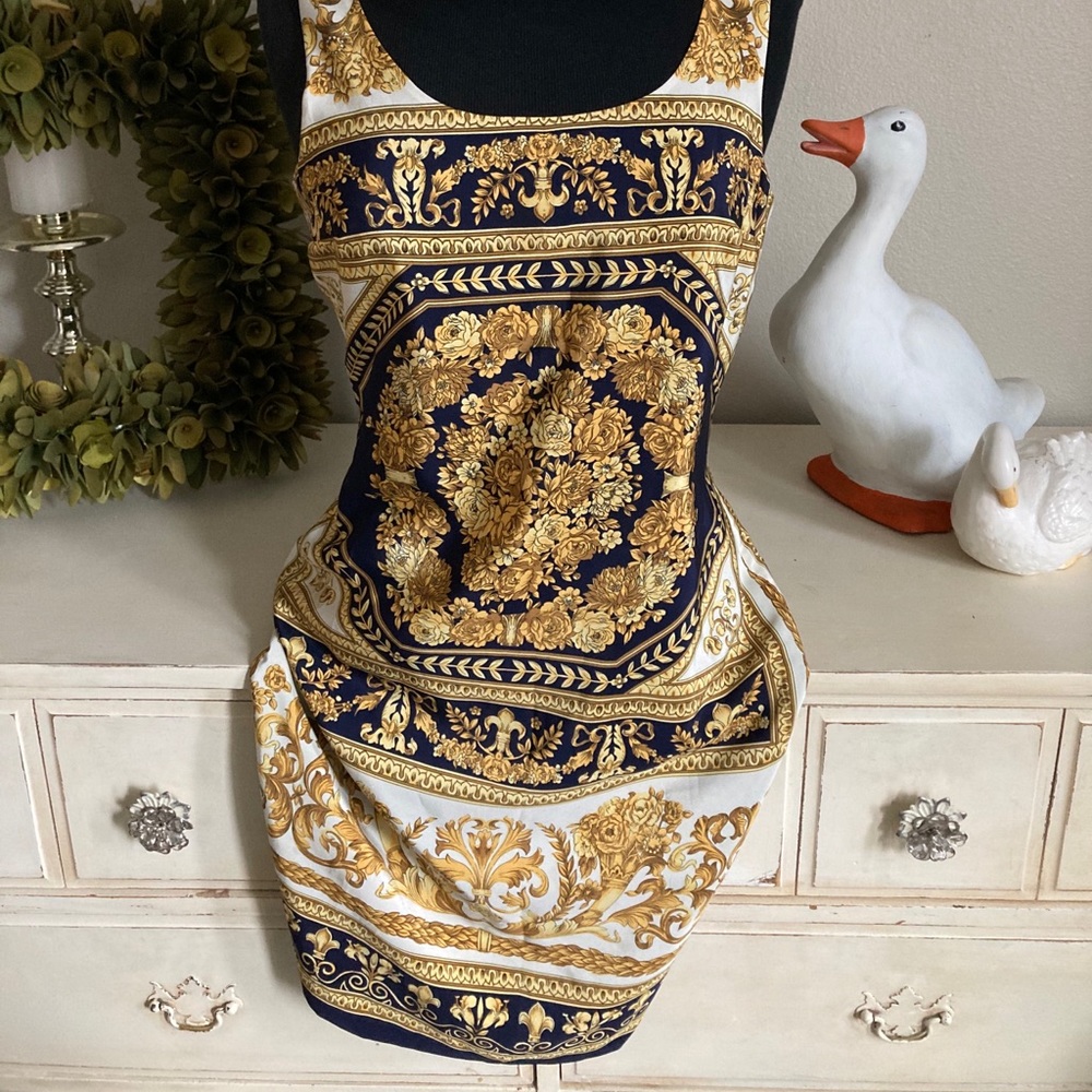 Versace/Baroque Print Dress